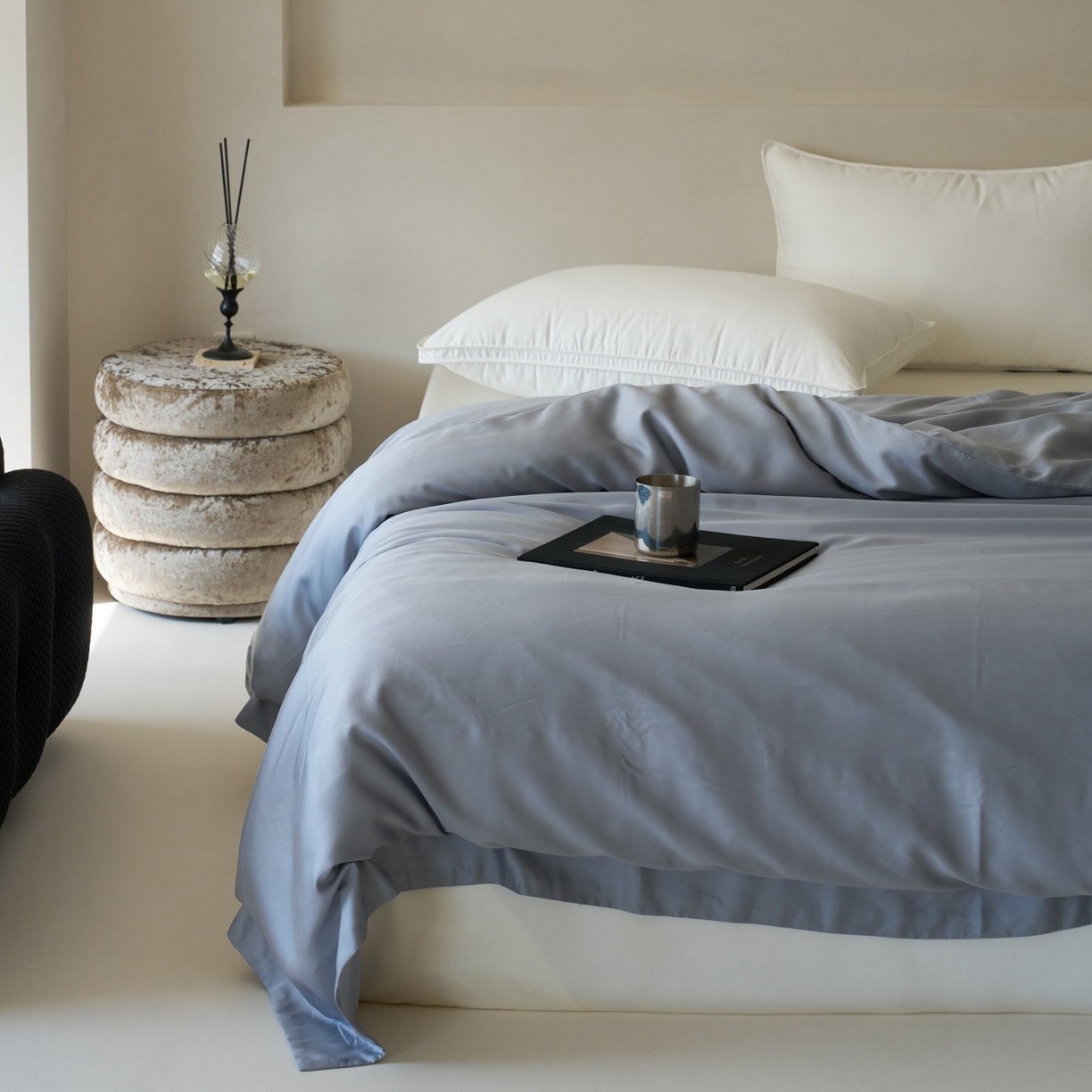 91家纺网 家纺一手货源 找家纺 简纯主义 2026新款100S超细旦进口兰精天丝单被套被套单件 暮蓝