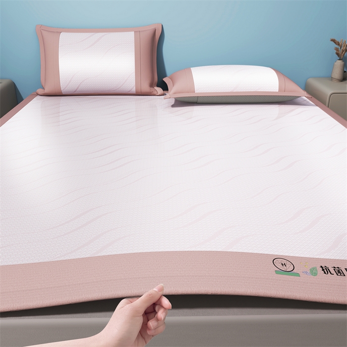 （总）yyds网供 2026新款艾草抗菌冰丝凉席碳光席冰丝席床笠水洗折叠空调软席子三件套学生宿舍