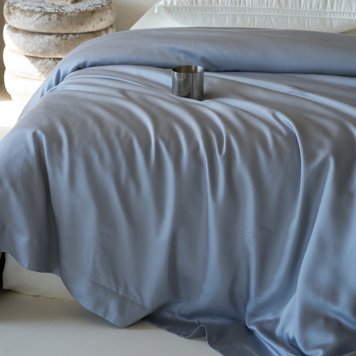 91家纺网 家纺一手货源 找家纺 简纯主义 2026新款100S超细旦进口兰精天丝单被套被套单件 暮蓝