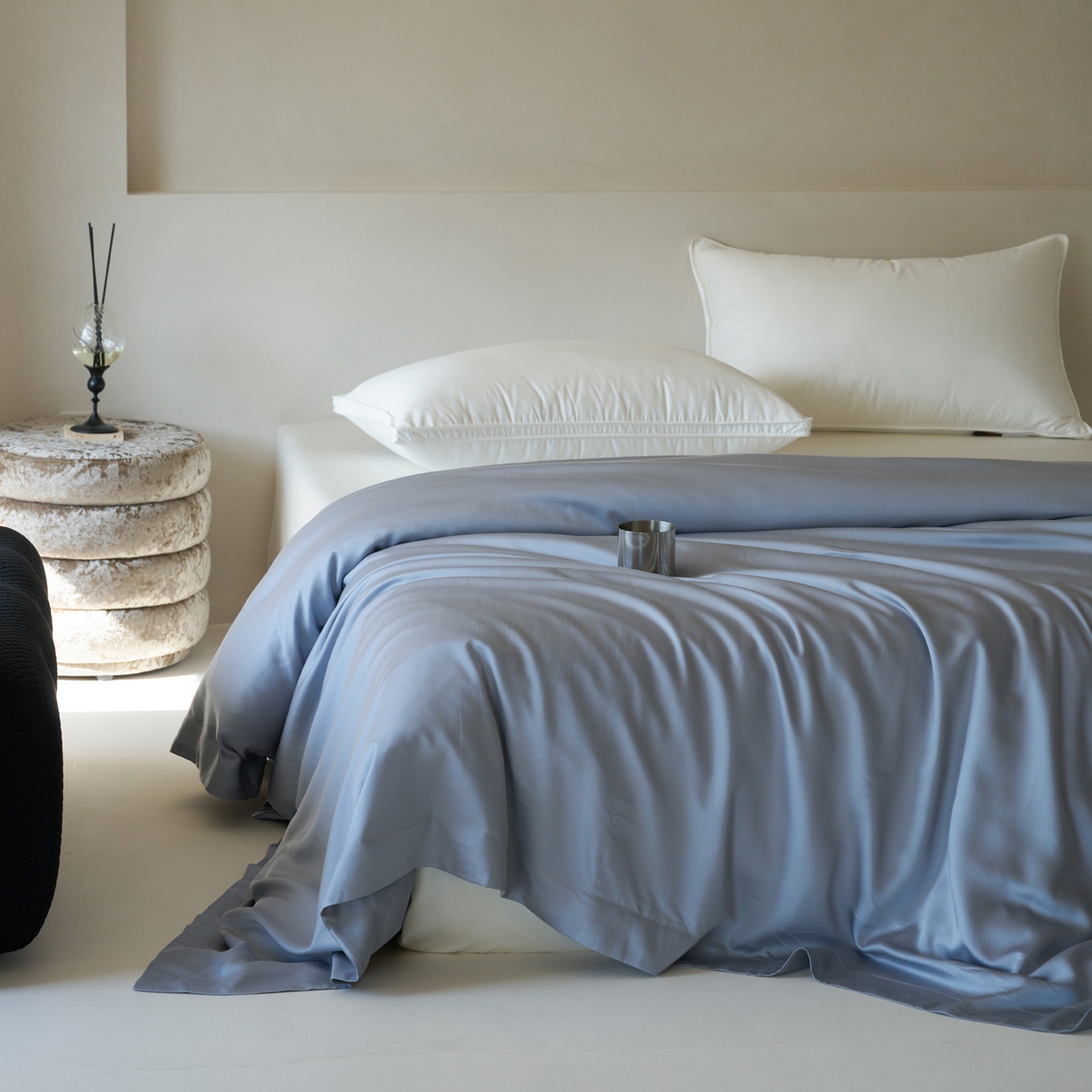 91家纺网 家纺一手货源 找家纺 简纯主义 2026新款100S超细旦进口兰精天丝单被套被套单件 暮蓝