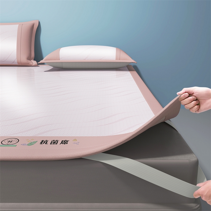 91家纺网 家纺一手货源 找家纺 （总）yyds网供 2026新款艾草抗菌冰丝凉席碳光席冰丝席床笠水洗折叠空调软席子三件套学生宿舍