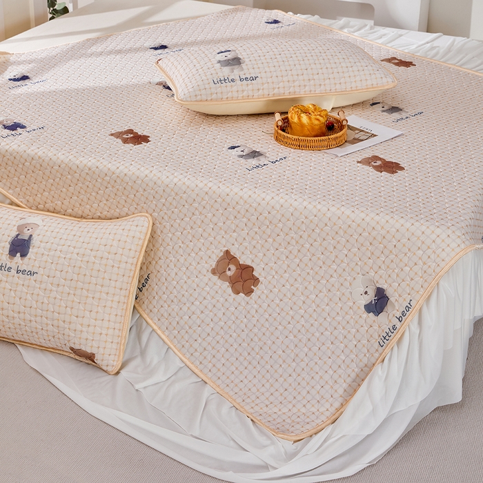 91家纺网 家纺一手货源 找家纺 羽梦家纺 2026新款硅胶床裙款凉席席子 元气小熊