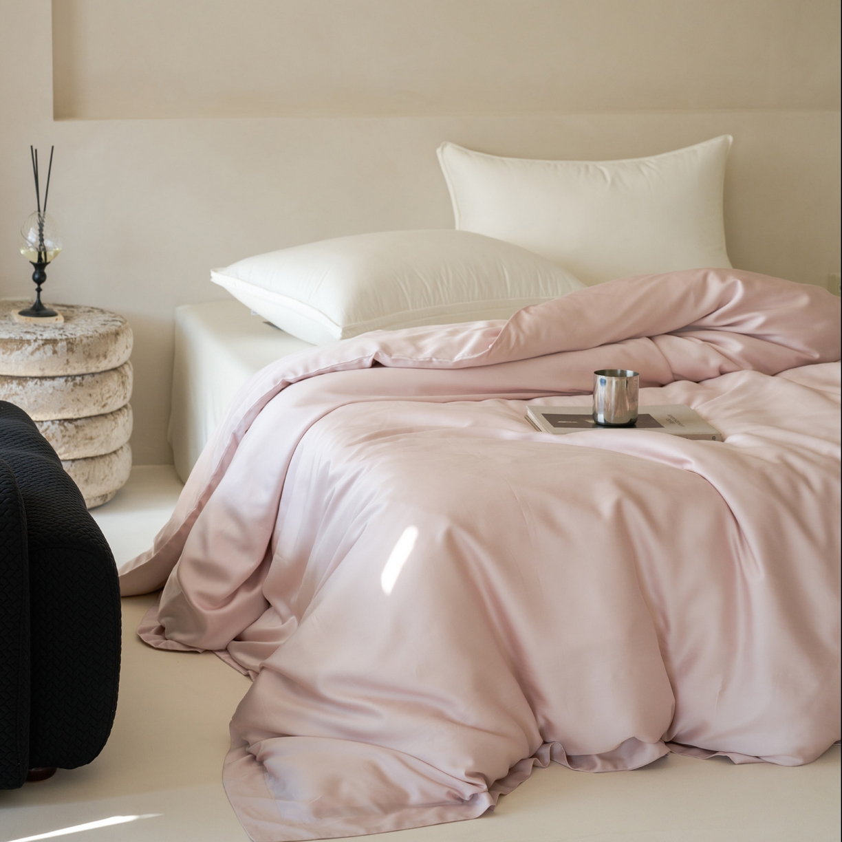 简纯主义 2026新款100S超细旦进口兰精天丝单被套被套单件 柔霜粉