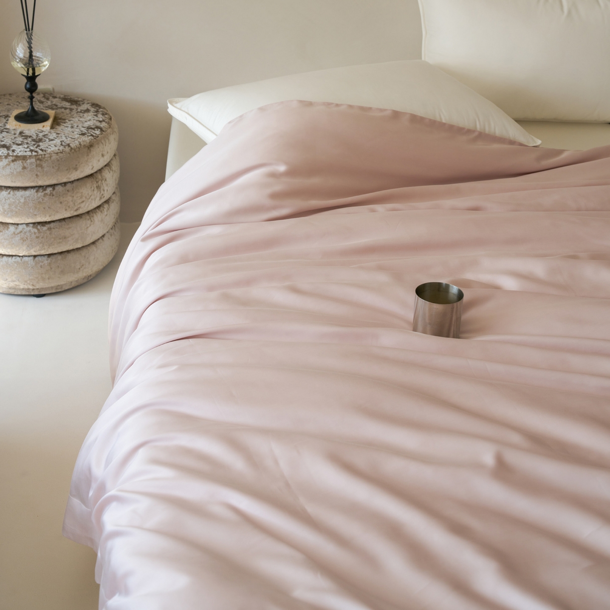 91家纺网 家纺一手货源 找家纺 简纯主义 2026新款100S超细旦进口兰精天丝单被套被套单件 柔霜粉