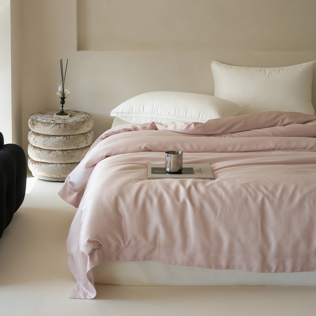 91家纺网 家纺一手货源 找家纺 简纯主义 2026新款100S超细旦进口兰精天丝单被套被套单件 柔霜粉