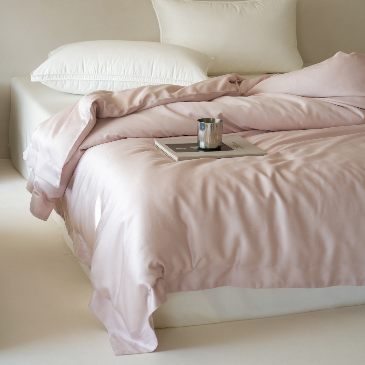 91家纺网 家纺一手货源 找家纺 简纯主义 2026新款100S超细旦进口兰精天丝单被套被套单件 柔霜粉