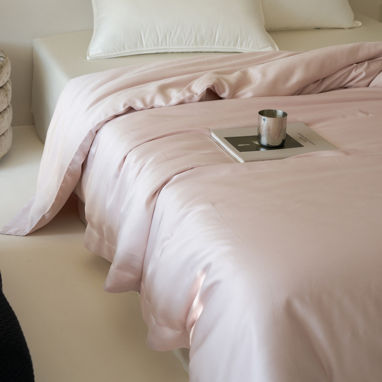 91家纺网 家纺一手货源 找家纺 简纯主义 2026新款100S超细旦进口兰精天丝单被套被套单件 柔霜粉