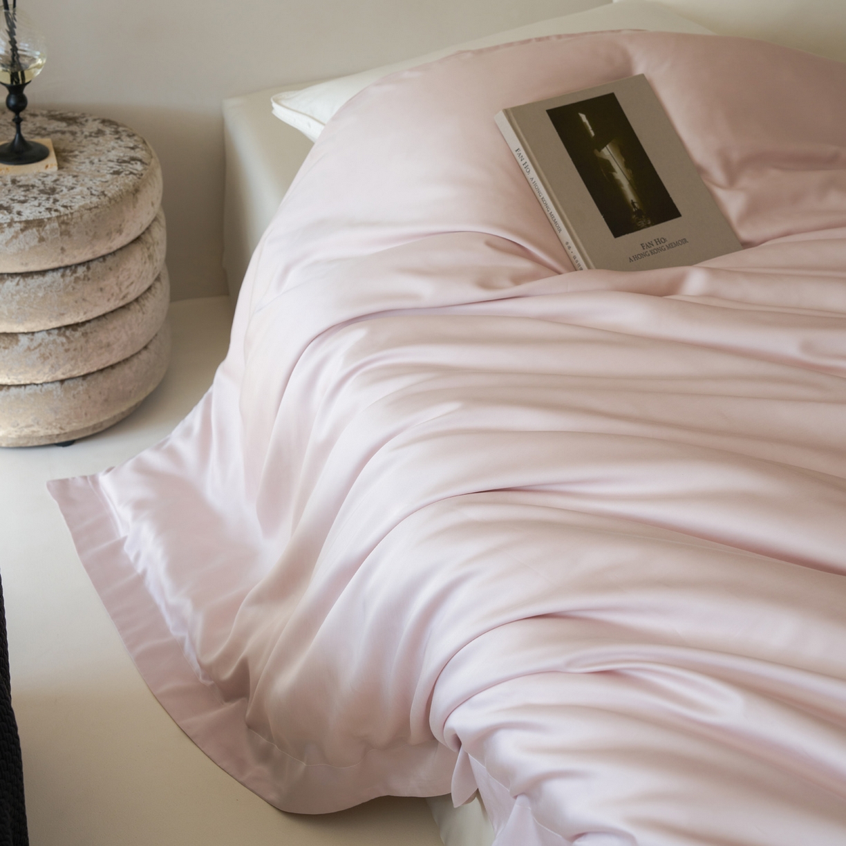 91家纺网 家纺一手货源 找家纺 简纯主义 2026新款100S超细旦进口兰精天丝单被套被套单件 柔霜粉