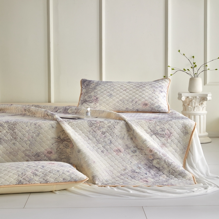 91家纺网 家纺一手货源 找家纺 羽梦家纺 2026新款硅胶床裙款凉席席子 雾岛听花