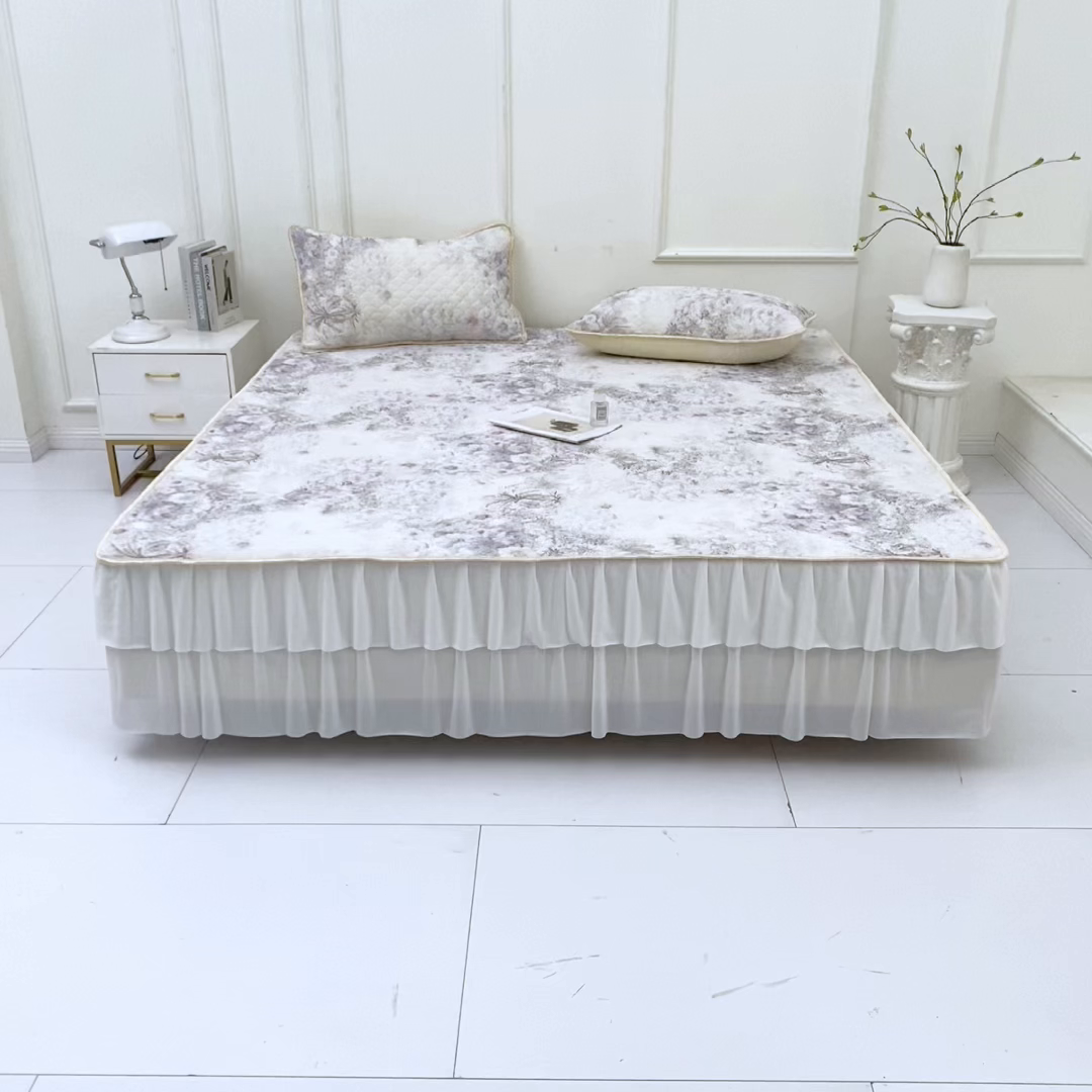 91家纺网 家纺一手货源 找家纺 羽梦家纺 2026新款硅胶床裙款凉席席子 雾岛听花