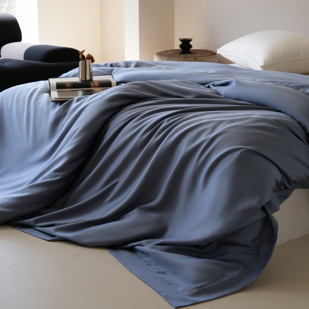 91家纺网 家纺一手货源 找家纺 简纯主义 2026新款100S超细旦进口兰精天丝单被套被套单件 太妃灰