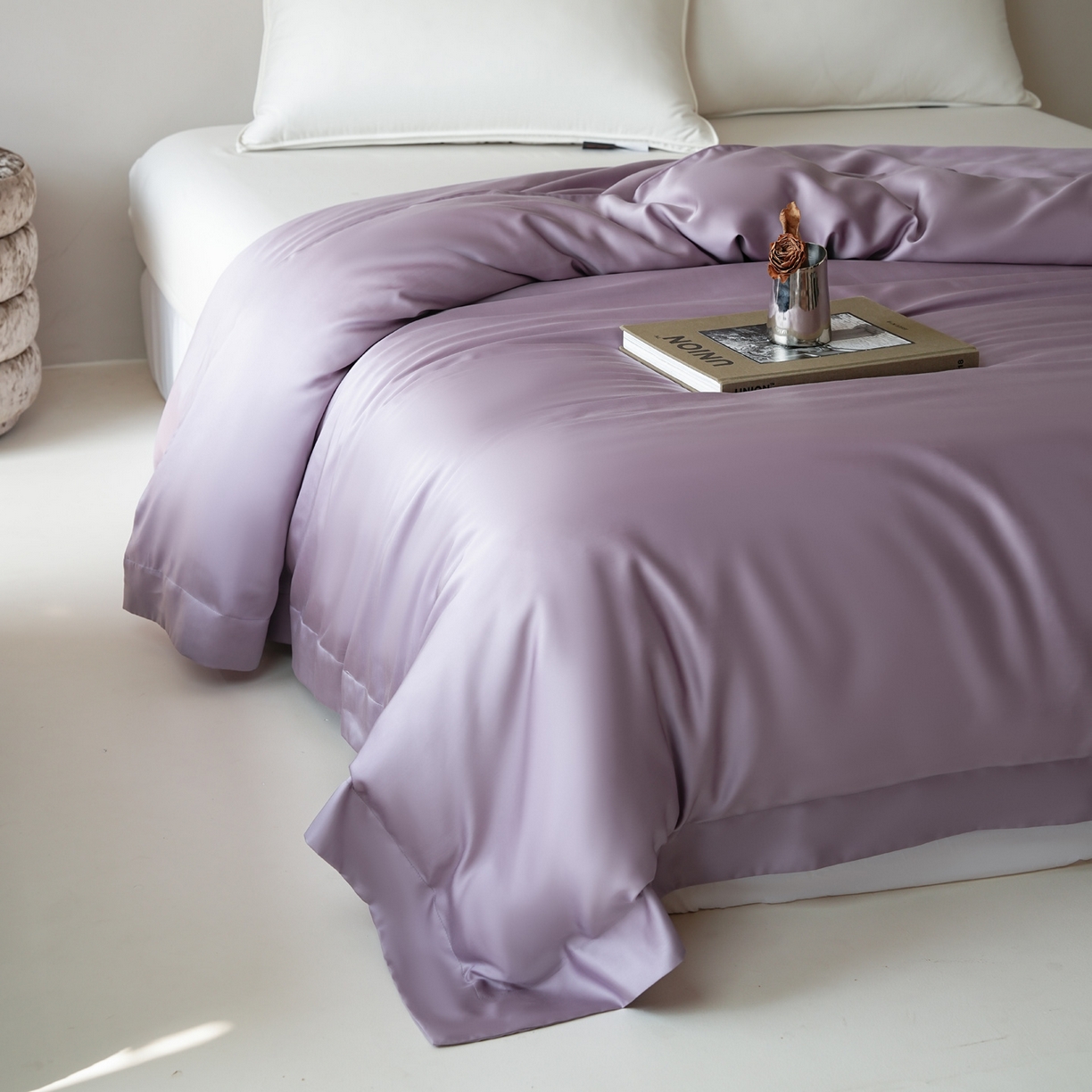 91家纺网 家纺一手货源 找家纺 简纯主义 2026新款100S超细旦进口兰精天丝单被套被套单件 雾灰紫