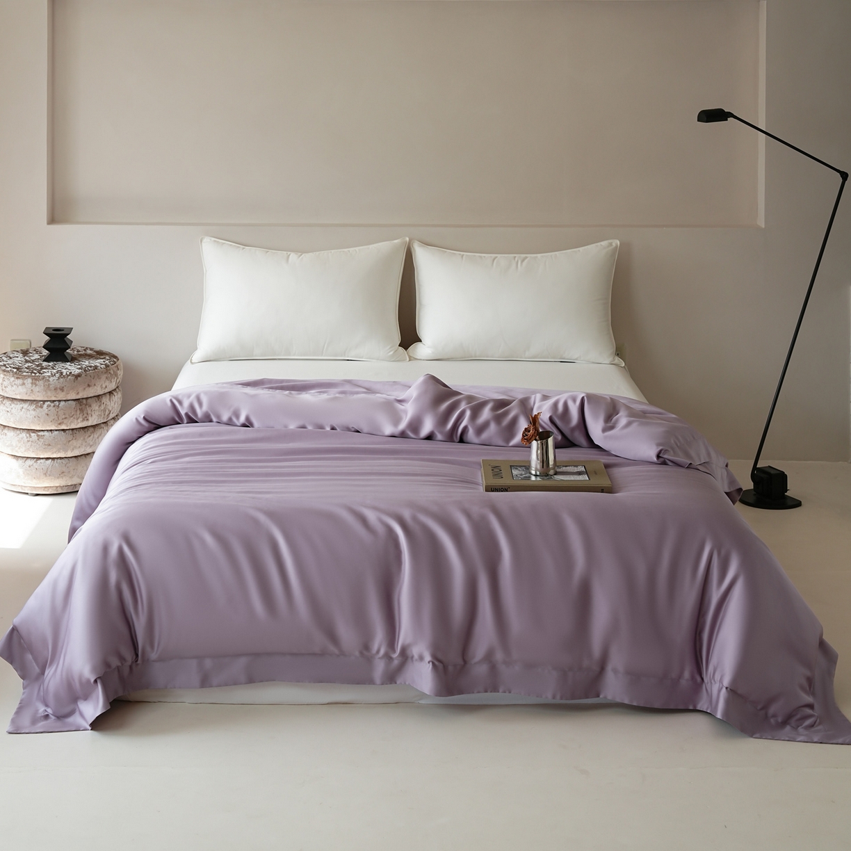 91家纺网 家纺一手货源 找家纺 简纯主义 2026新款100S超细旦进口兰精天丝单被套被套单件 雾灰紫