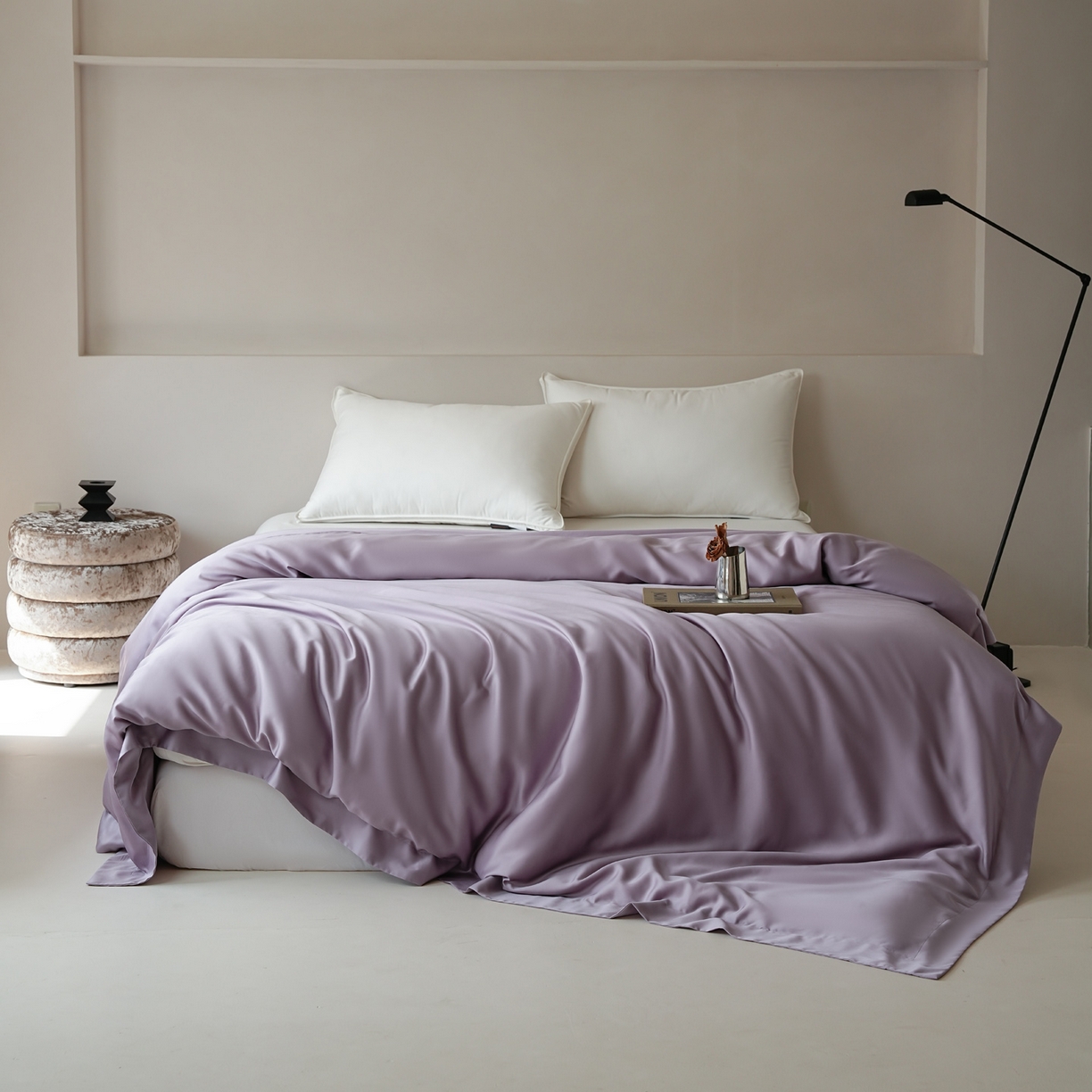 91家纺网 家纺一手货源 找家纺 简纯主义 2026新款100S超细旦进口兰精天丝单被套被套单件 雾灰紫