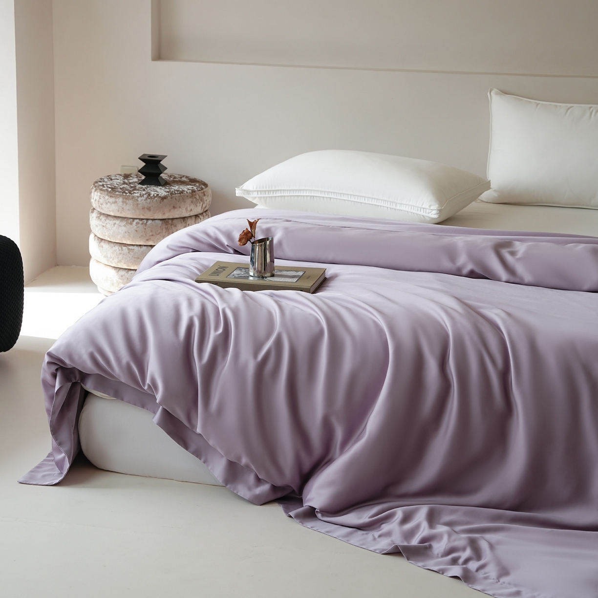 91家纺网 家纺一手货源 找家纺 简纯主义 2026新款100S超细旦进口兰精天丝单被套被套单件 雾灰紫