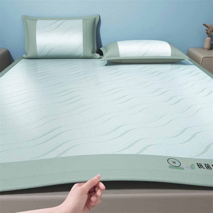 91家纺网 家纺一手货源 找家纺 yyds网供 2026新款艾草抗菌冰丝凉席碳光席冰丝席床笠水洗折叠空调软席子三件套学生宿舍 床席款-艾草抗菌冰丝-兰