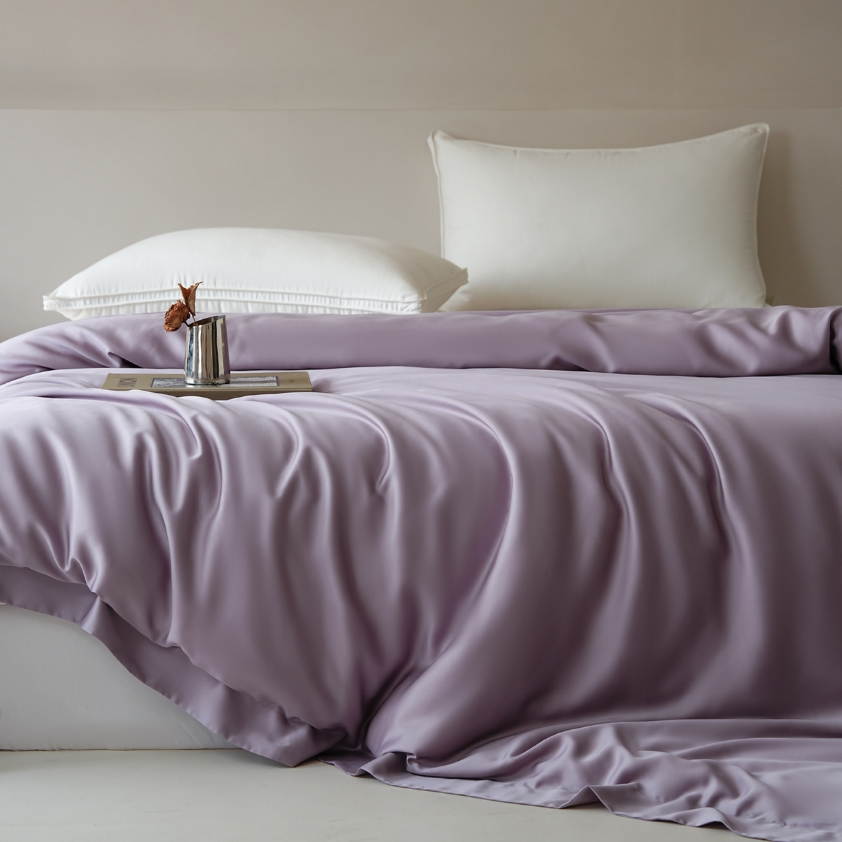 91家纺网 家纺一手货源 找家纺 简纯主义 2026新款100S超细旦进口兰精天丝单被套被套单件 雾灰紫