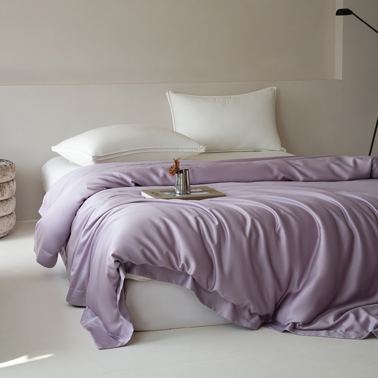 91家纺网 家纺一手货源 找家纺 简纯主义 2026新款100S超细旦进口兰精天丝单被套被套单件 雾灰紫