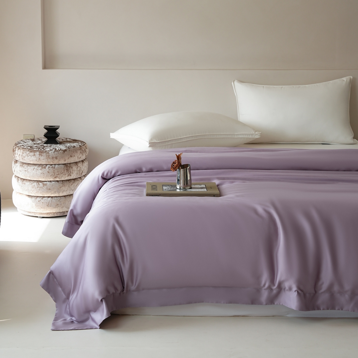 91家纺网 家纺一手货源 找家纺 简纯主义 2026新款100S超细旦进口兰精天丝单被套被套单件 雾灰紫