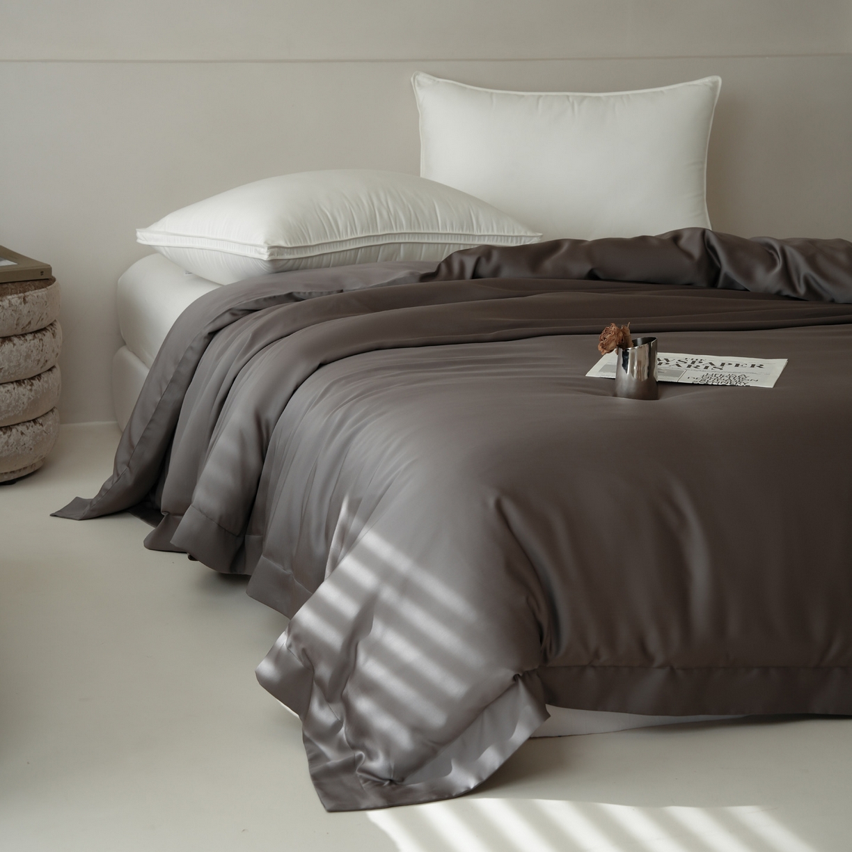 91家纺网 家纺一手货源 找家纺 简纯主义 2026新款100S超细旦进口兰精天丝单被套被套单件 雾迷