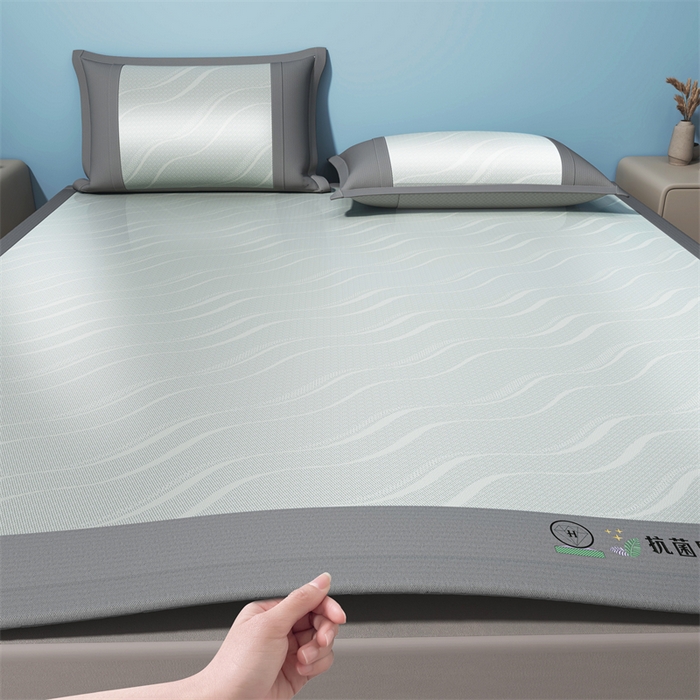 yyds网供 2026新款艾草抗菌冰丝凉席碳光席冰丝席床笠水洗折叠空调软席子三件套学生宿舍 床席款-艾草抗菌冰丝-灰
