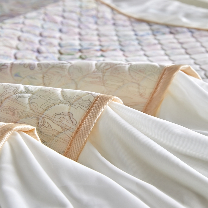 91家纺网 家纺一手货源 找家纺 羽梦家纺 2026新款硅胶床裙款凉席席子 云间花境