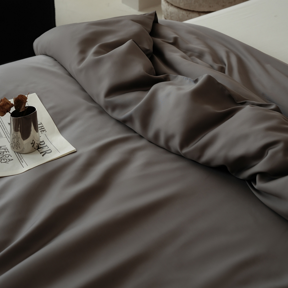 91家纺网 家纺一手货源 找家纺 简纯主义 2026新款100S超细旦进口兰精天丝单被套被套单件 雾迷