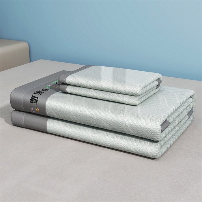 91家纺网 家纺一手货源 找家纺 yyds网供 2026新款艾草抗菌冰丝凉席碳光席冰丝席床笠水洗折叠空调软席子三件套学生宿舍 床席款-艾草抗菌冰丝-灰