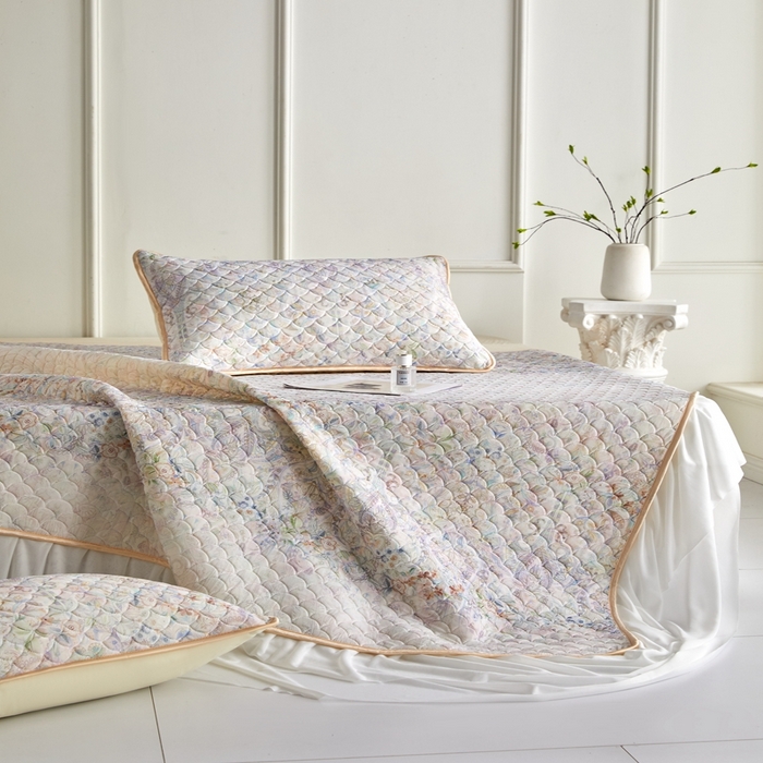 91家纺网 家纺一手货源 找家纺 羽梦家纺 2026新款硅胶床裙款凉席席子 云间花境