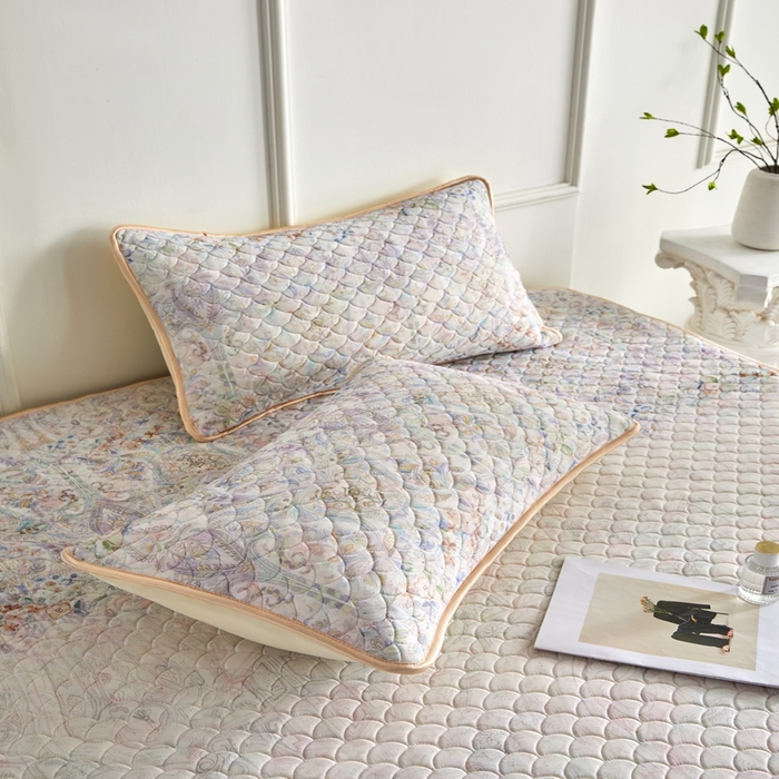 91家纺网 家纺一手货源 找家纺 羽梦家纺 2026新款硅胶床裙款凉席席子 云间花境