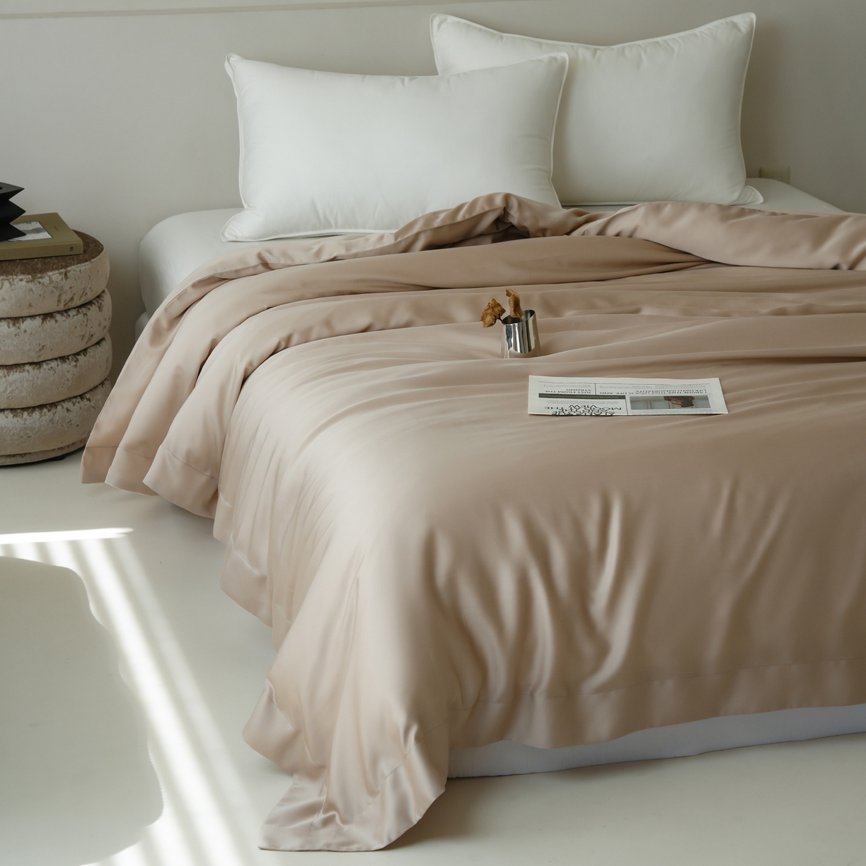 91家纺网 家纺一手货源 找家纺 简纯主义 2026新款100S超细旦进口兰精天丝单被套被套单件 新雅棕