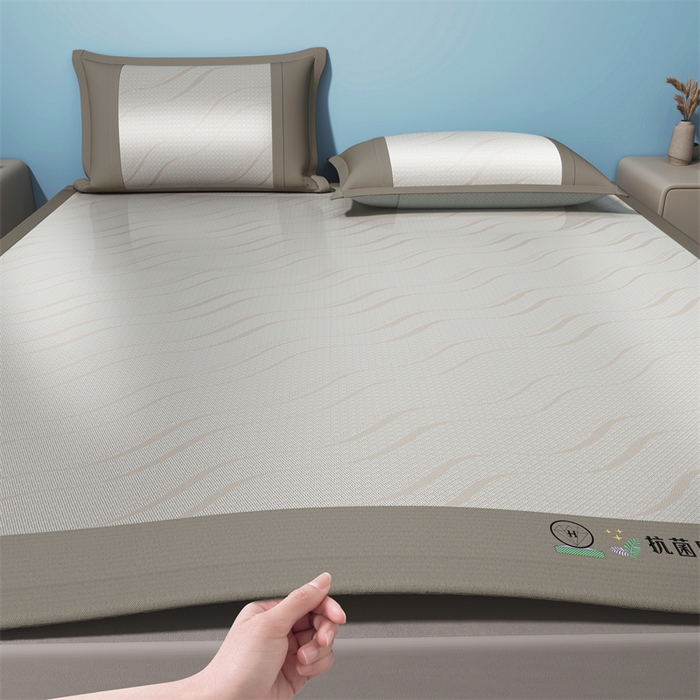 yyds网供 2026新款艾草抗菌冰丝凉席碳光席冰丝席床笠水洗折叠空调软席子三件套学生宿舍 床席款-艾草抗菌冰丝-咖