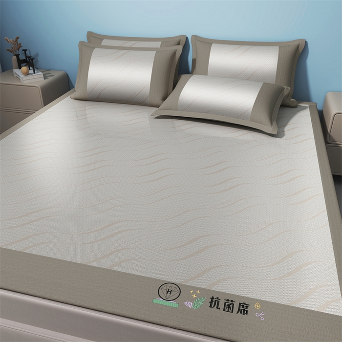 91家纺网 家纺一手货源 找家纺 yyds网供 2026新款艾草抗菌冰丝凉席碳光席冰丝席床笠水洗折叠空调软席子三件套学生宿舍 床席款-艾草抗菌冰丝-咖