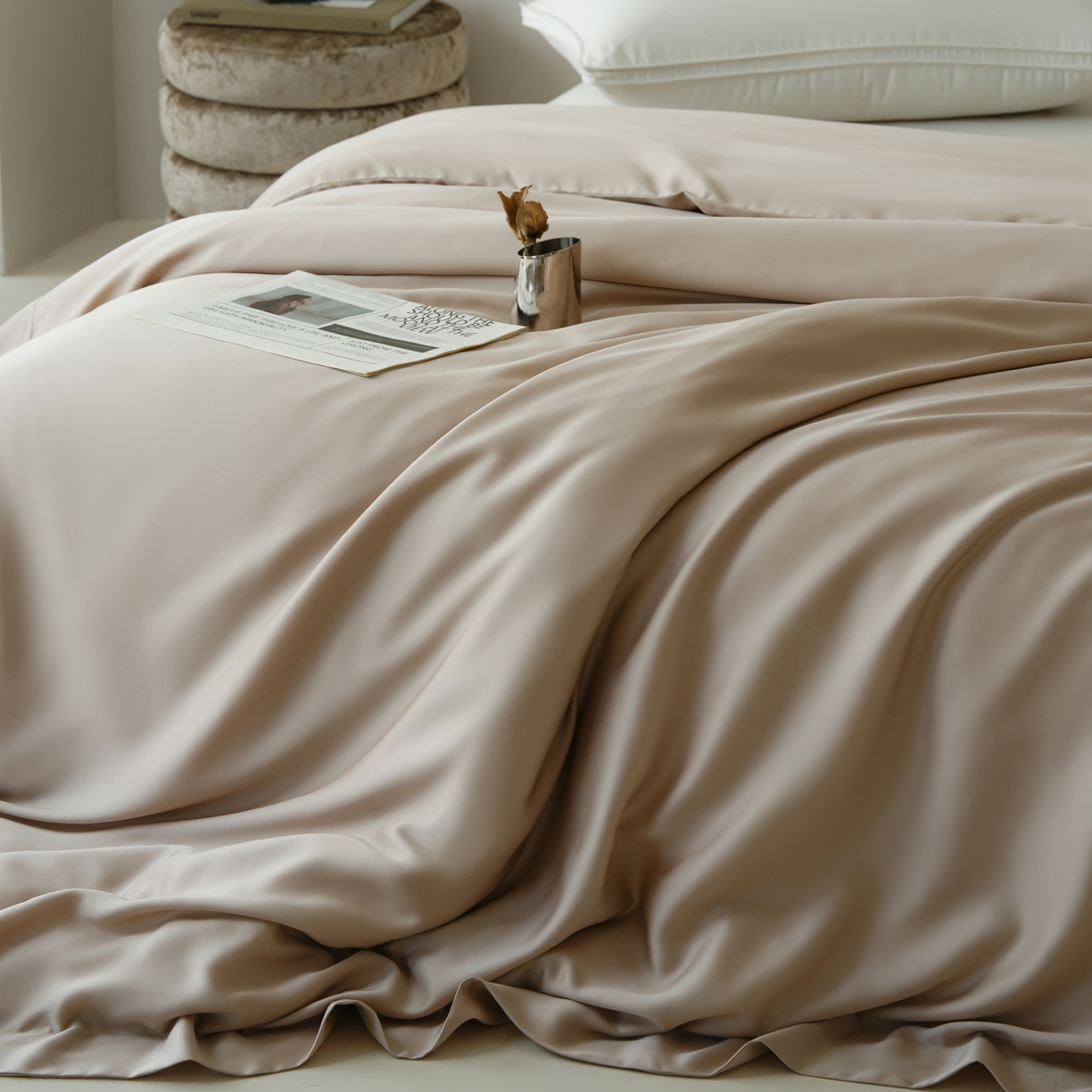 91家纺网 家纺一手货源 找家纺 简纯主义 2026新款100S超细旦进口兰精天丝单被套被套单件 新雅棕