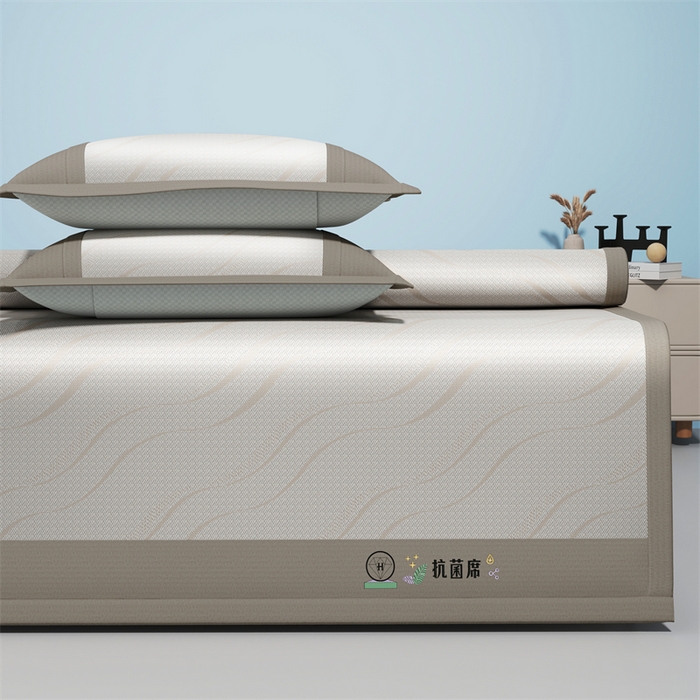 91家纺网 家纺一手货源 找家纺 yyds网供 2026新款艾草抗菌冰丝凉席碳光席冰丝席床笠水洗折叠空调软席子三件套学生宿舍 床席款-艾草抗菌冰丝-咖