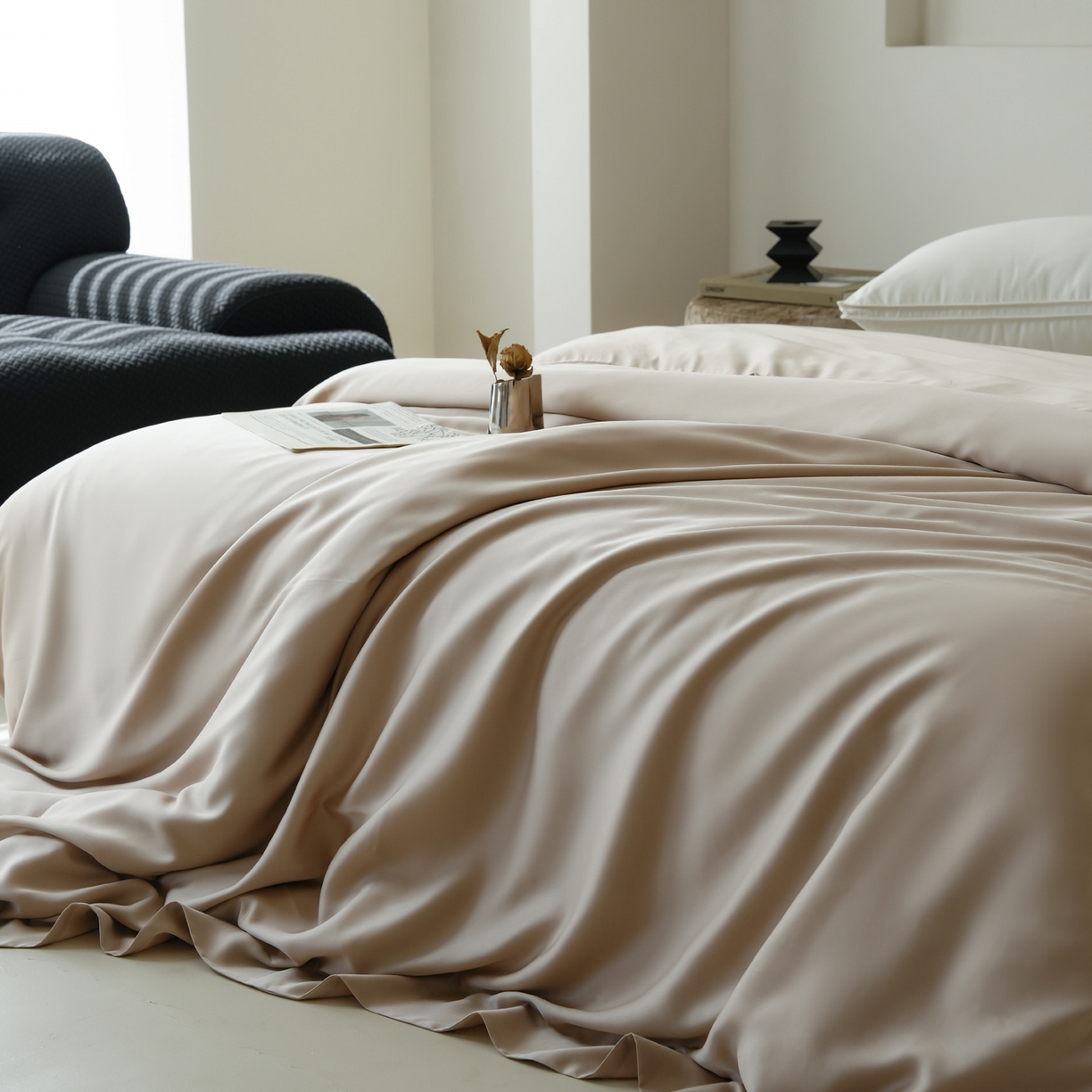 91家纺网 家纺一手货源 找家纺 简纯主义 2026新款100S超细旦进口兰精天丝单被套被套单件 新雅棕