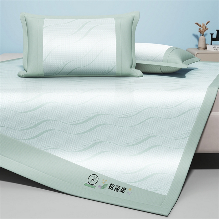 91家纺网 家纺一手货源 找家纺 yyds网供 2026新款艾草抗菌冰丝凉席碳光席冰丝席床笠水洗折叠空调软席子三件套学生宿舍 床席款-艾草抗菌冰丝-兰