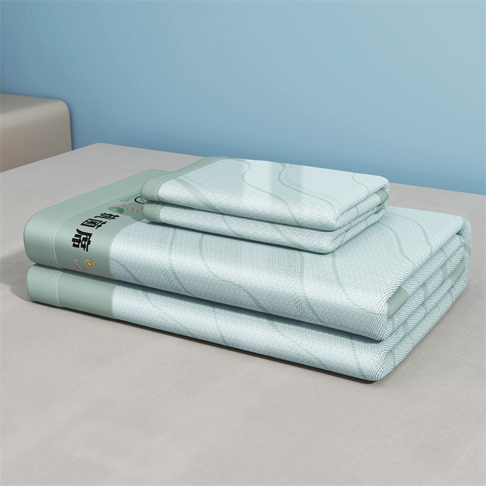 91家纺网 家纺一手货源 找家纺 yyds网供 2026新款艾草抗菌冰丝凉席碳光席冰丝席床笠水洗折叠空调软席子三件套学生宿舍 床席款-艾草抗菌冰丝-兰