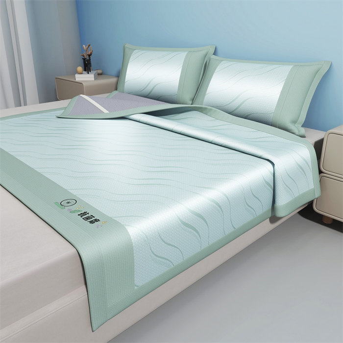 91家纺网 家纺一手货源 找家纺 yyds网供 2026新款艾草抗菌冰丝凉席碳光席冰丝席床笠水洗折叠空调软席子三件套学生宿舍 床席款-艾草抗菌冰丝-兰