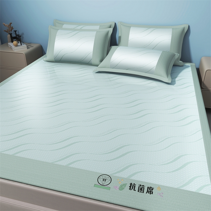 91家纺网 家纺一手货源 找家纺 yyds网供 2026新款艾草抗菌冰丝凉席碳光席冰丝席床笠水洗折叠空调软席子三件套学生宿舍 床席款-艾草抗菌冰丝-兰