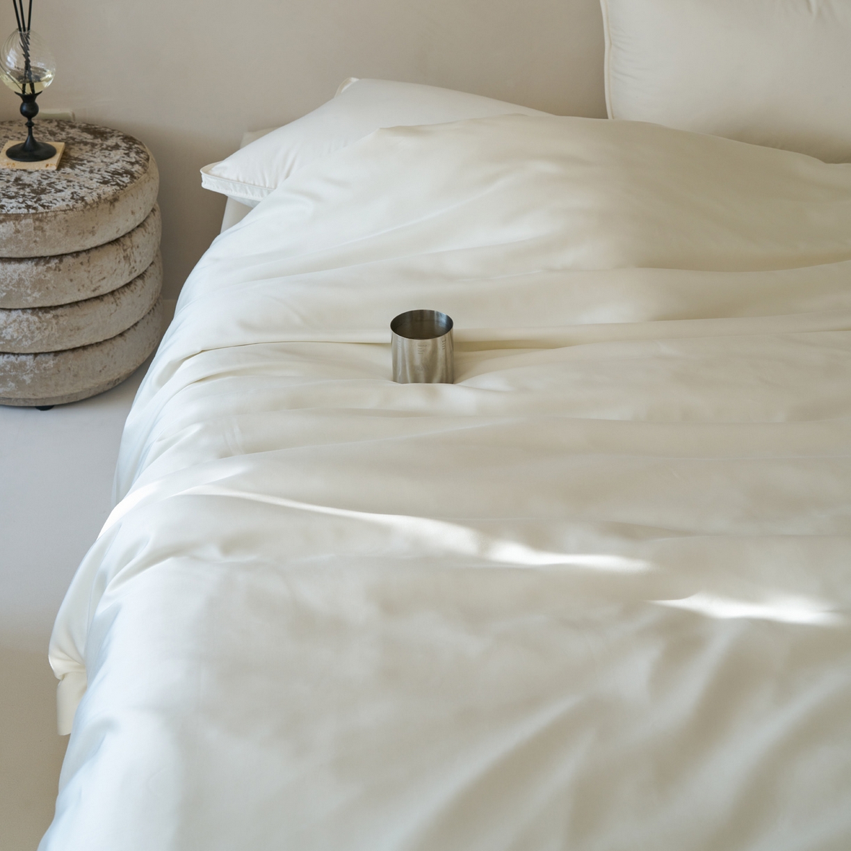 91家纺网 家纺一手货源 找家纺 简纯主义 2026新款100S超细旦进口兰精天丝单被套被套单件 杏仁白