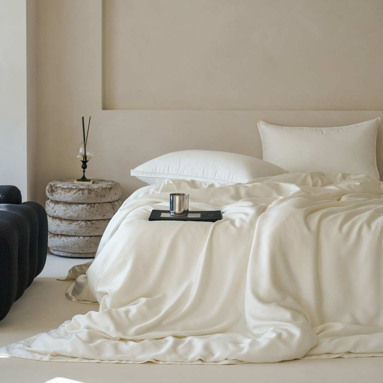 91家纺网 家纺一手货源 找家纺 简纯主义 2026新款100S超细旦进口兰精天丝单被套被套单件 杏仁白