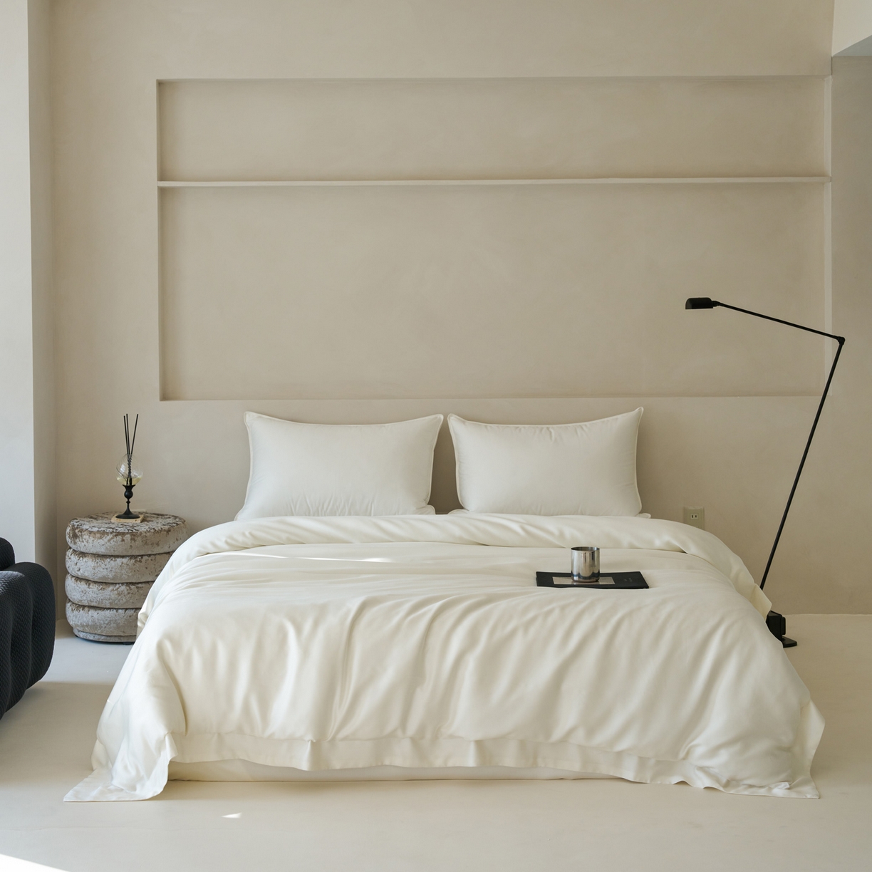 91家纺网 家纺一手货源 找家纺 简纯主义 2026新款100S超细旦进口兰精天丝单被套被套单件 杏仁白