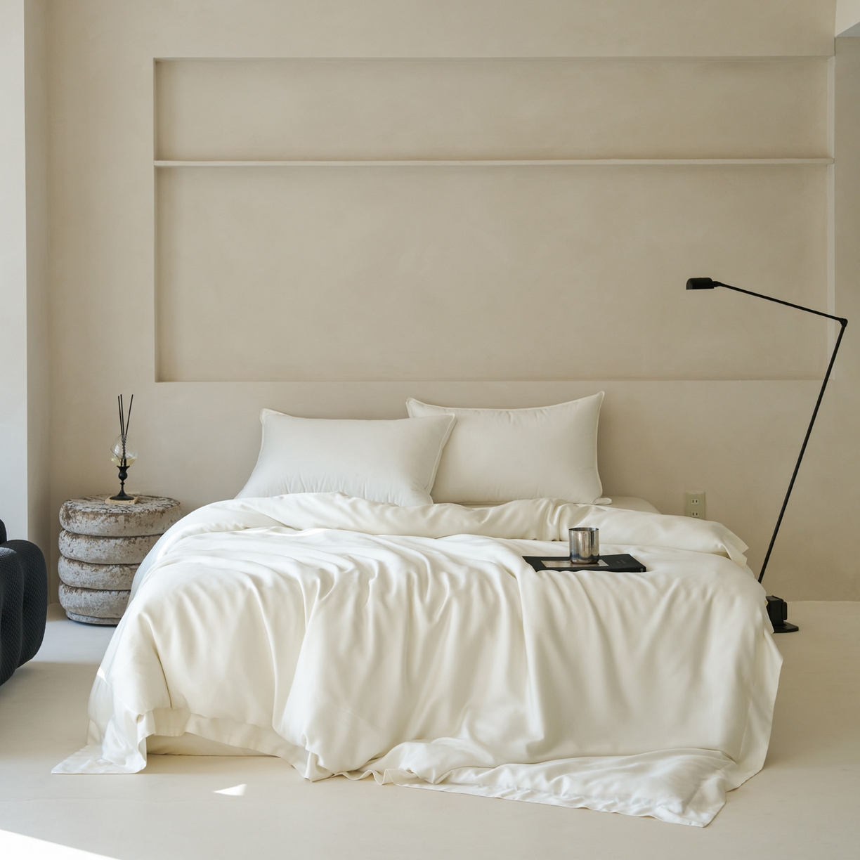 91家纺网 家纺一手货源 找家纺 简纯主义 2026新款100S超细旦进口兰精天丝单被套被套单件 杏仁白