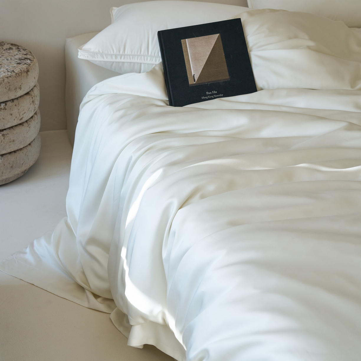 91家纺网 家纺一手货源 找家纺 简纯主义 2026新款100S超细旦进口兰精天丝单被套被套单件 杏仁白