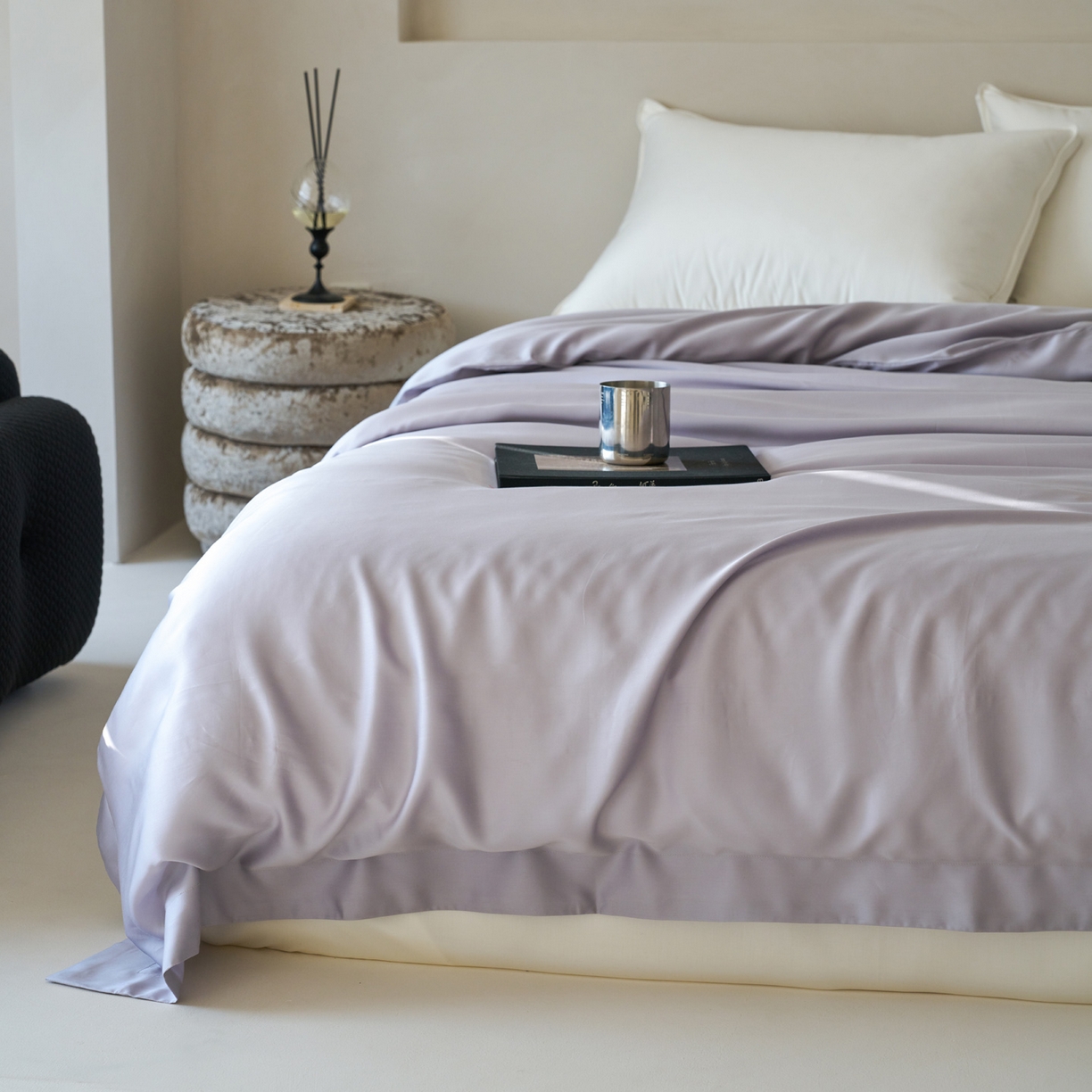 91家纺网 家纺一手货源 找家纺 简纯主义 2026新款100S超细旦进口兰精天丝单被套被套单件 紫砂灰