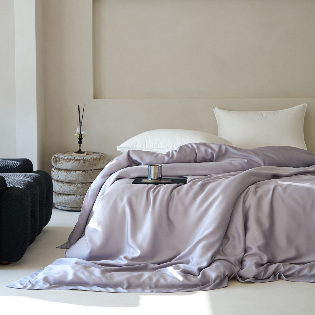 91家纺网 家纺一手货源 找家纺 简纯主义 2026新款100S超细旦进口兰精天丝单被套被套单件 紫砂灰