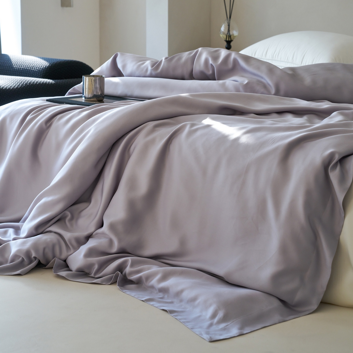 91家纺网 家纺一手货源 找家纺 简纯主义 2026新款100S超细旦进口兰精天丝单被套被套单件 紫砂灰
