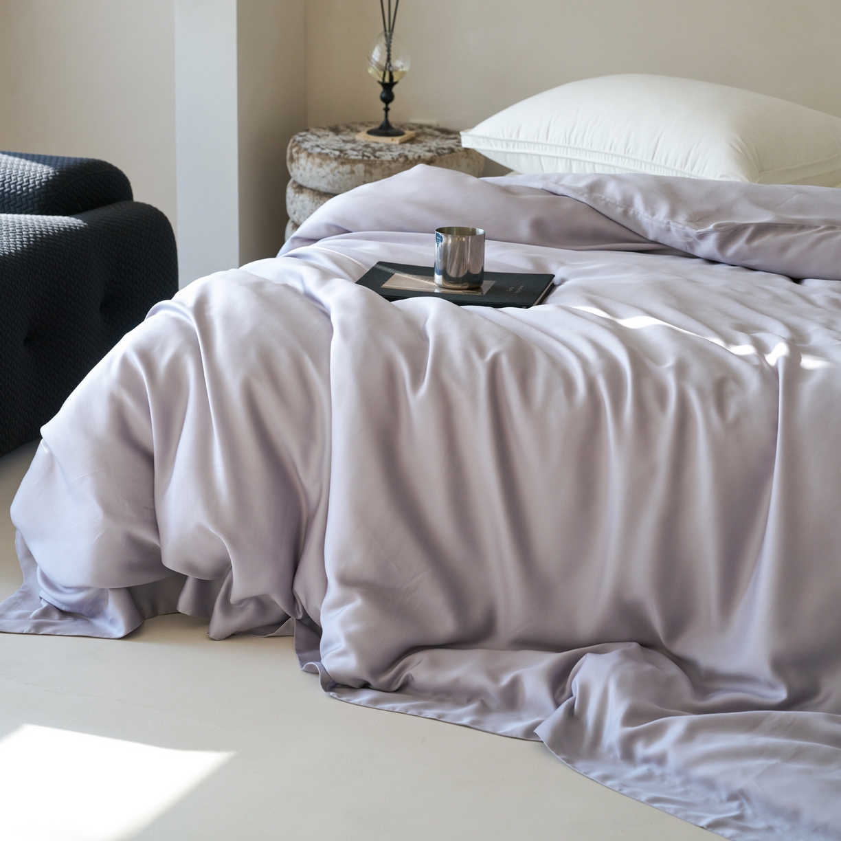 91家纺网 家纺一手货源 找家纺 简纯主义 2026新款100S超细旦进口兰精天丝单被套被套单件 紫砂灰