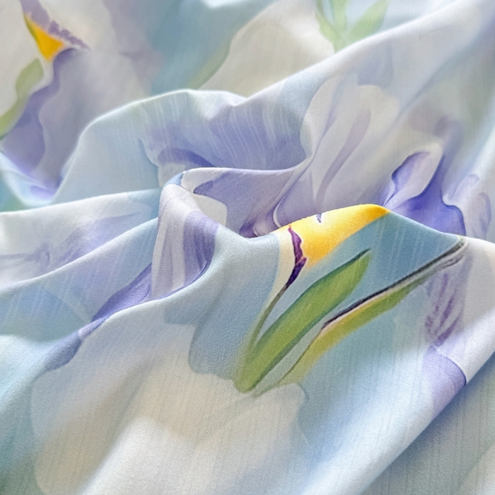 91家纺网 家纺一手货源 找家纺 壹号库 2025新款A类提花有氧彩竺绵四件套蓝梦鸢尾